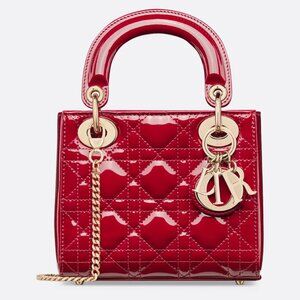 Mini Lady Dior Bag, Cherry Red Patent Calfskin | PRISTINE CONDITION